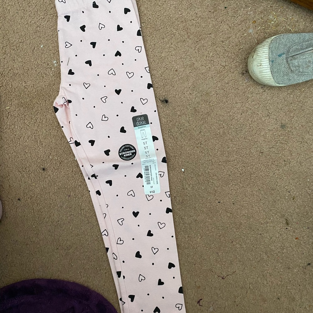 Children pink white hearts leggings